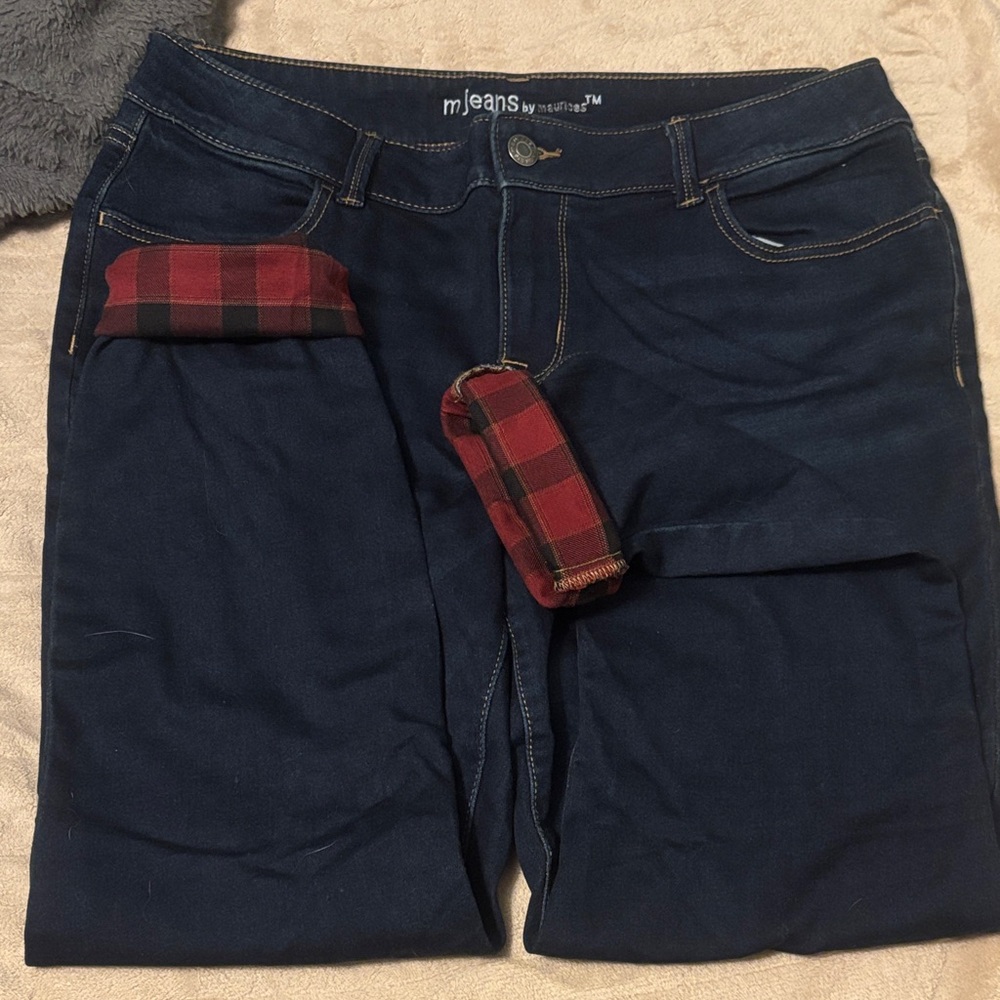Maurices Dark Blue Jeans with Red Accents